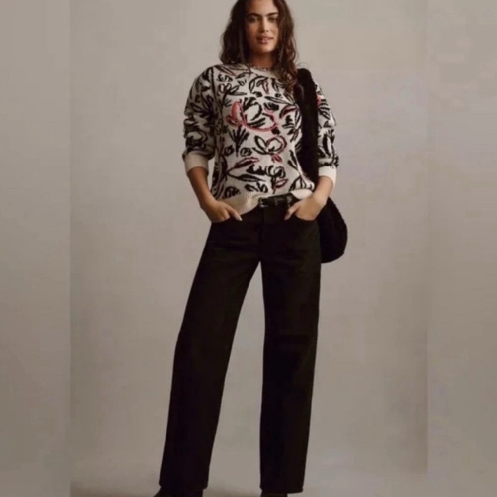 NWT Anthropologie Floral Pop Embroidered Sweater - Size S/XS Oversized XS - Picture 4 of 11